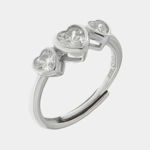 Anello in Argento 925 tris di cuori