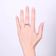 Anello in Argento 925 con cuori colorati