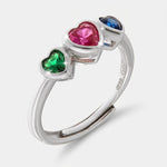 Anello in Argento 925 con cuori colorati - BYSIMON gioielli