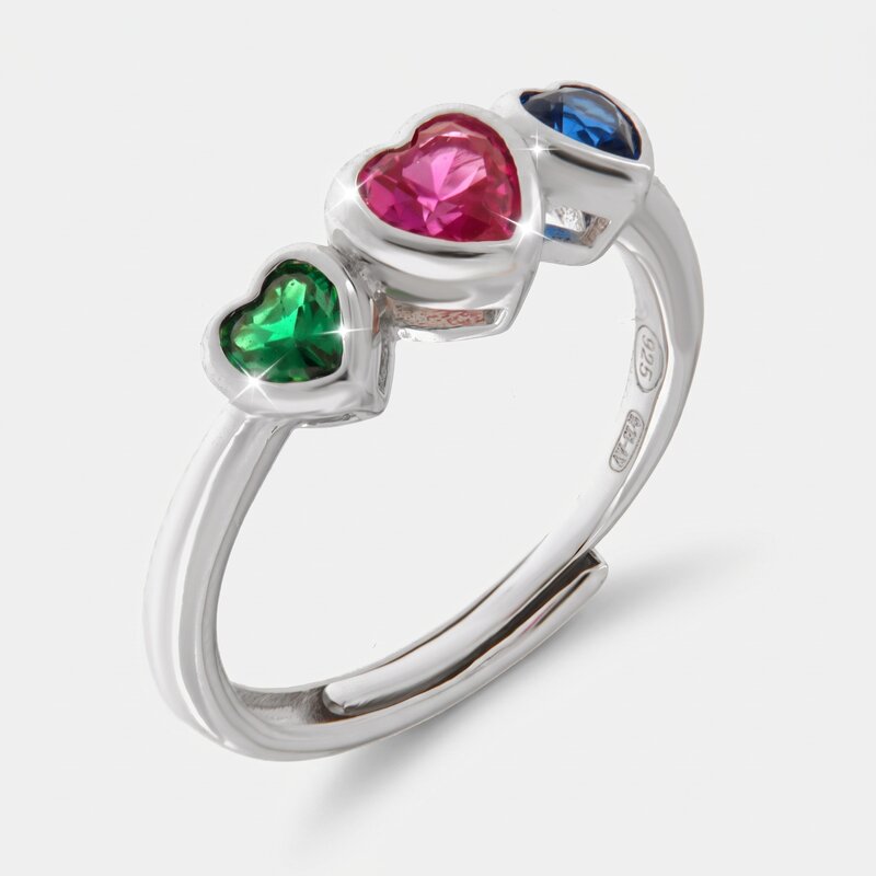 Anello in Argento 925 con cuori colorati - BYSIMON gioielli