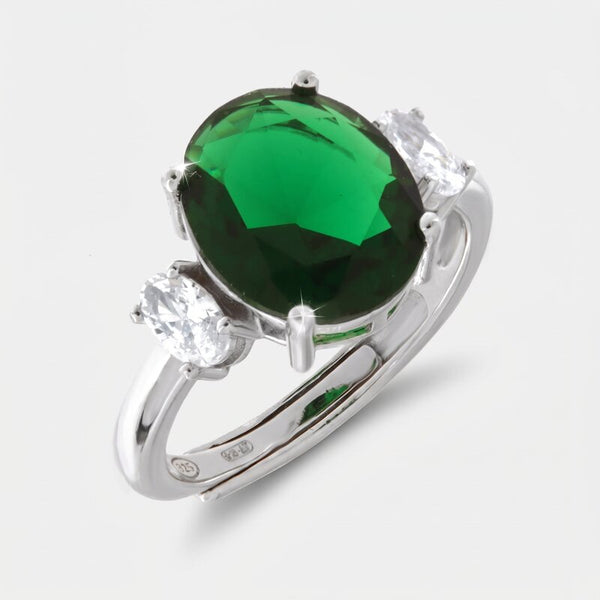 Anello in Argento 925 con zircone verde - BYSIMON gioielli