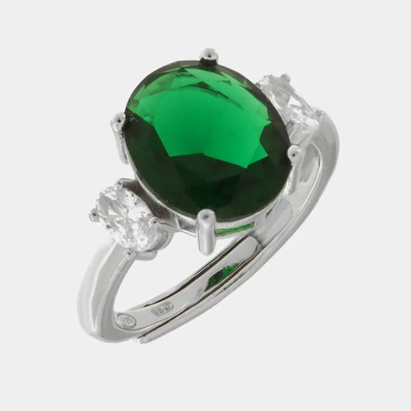 Anello in Argento 925 con zircone verde - BYSIMON gioielli
