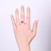 Anello in Argento 925 quadrato rosa con zirconi