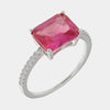 Anello in Argento 925 quadrato rosa con zirconi