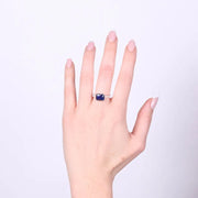 Anello in Argento 925 quadrato blu con zirconi