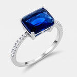 Anello in Argento 925 quadrato blu con zirconi - BYSIMON gioielli