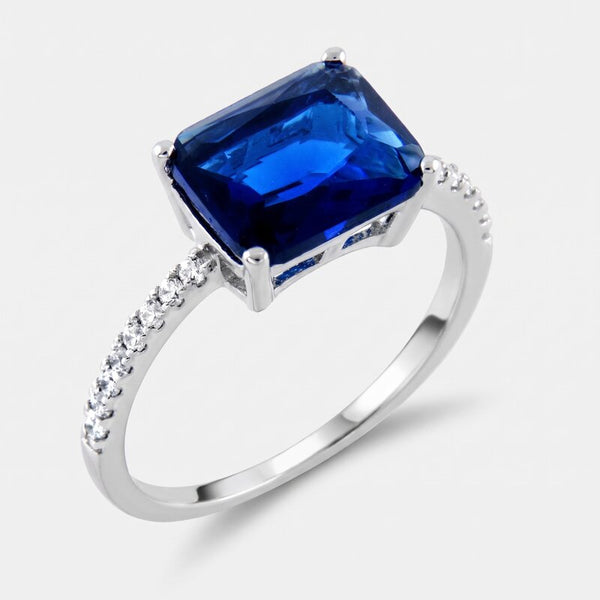 Anello in Argento 925 quadrato blu con zirconi - BYSIMON gioielli