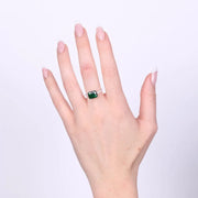 Anello in Argento 925 quadrato verde con zirconi
