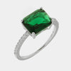 Anello in Argento 925 quadrato verde con zirconi