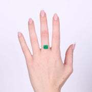 Anello in Argento 925 quadrato verde smeraldo con zirconi