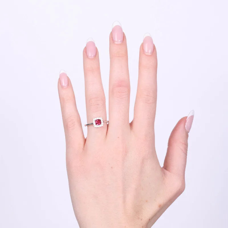 Anello in Argento 925 zircone rosso - BYSIMON gioielli