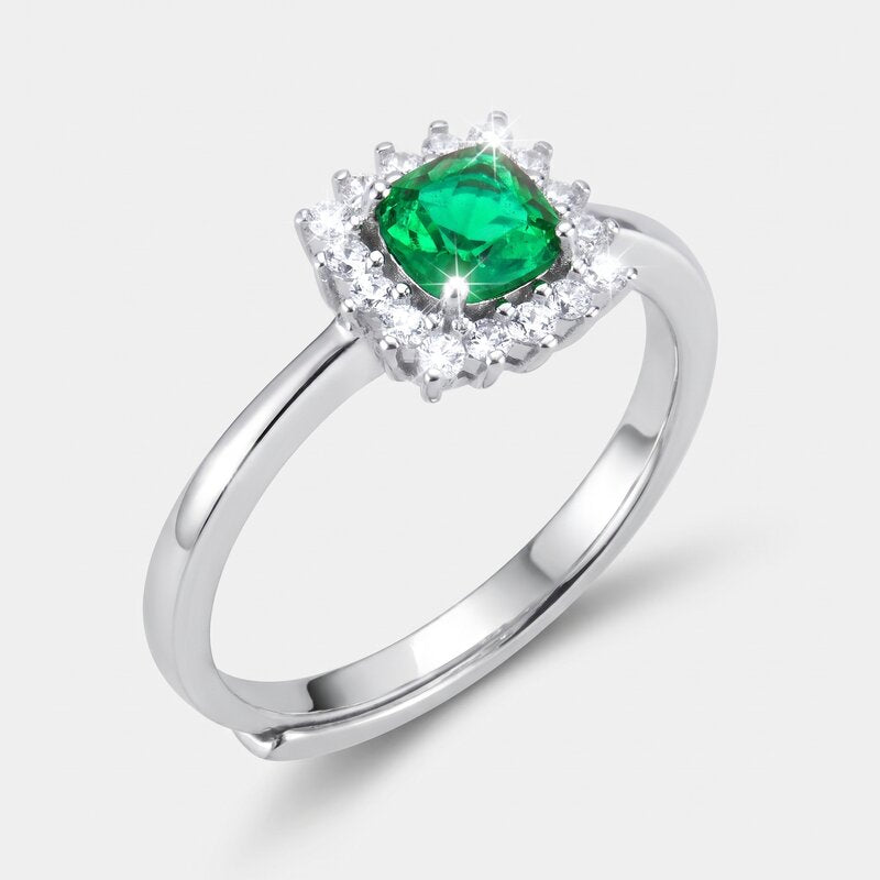 Anello in Argento 925 zircone verde - BYSIMON gioielli