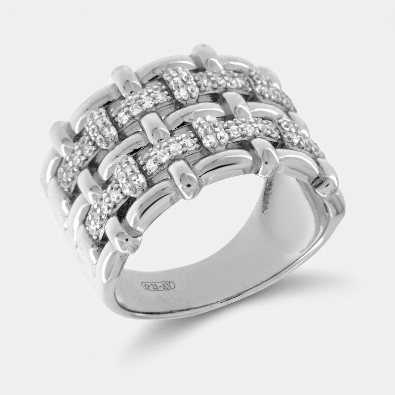 Anello in Argento 925 fascia con zirconi - BYSIMON gioielli
