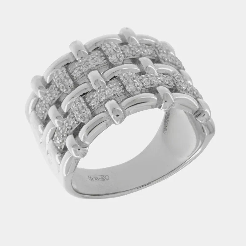 Anello in Argento 925 fascia con zirconi