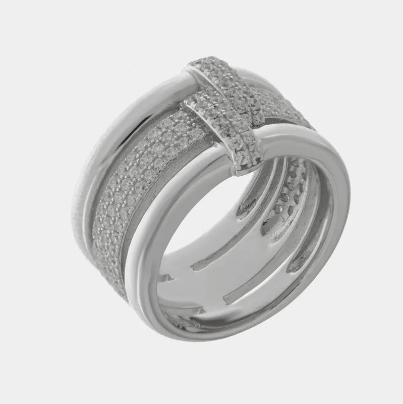 Anello in Argento 925 a fascia con zirconi
