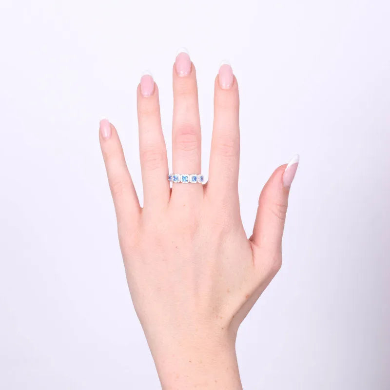 Anello in Argento 925 con zirconi acqua
