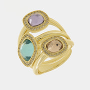 Anello in Argento 925  a fascia con zirconi colorati