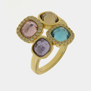 Anello in Argento 925 con zirconi quadrati colorati