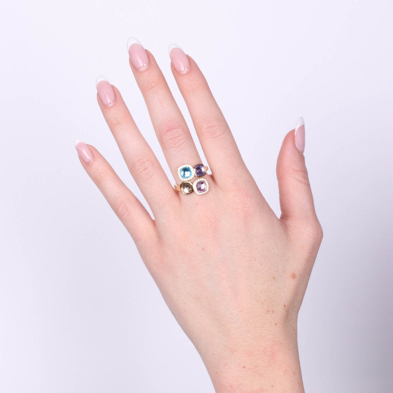 Anello in Argento 925 con zirconi quadrati colorati SIMEONE - gioiello BySimon