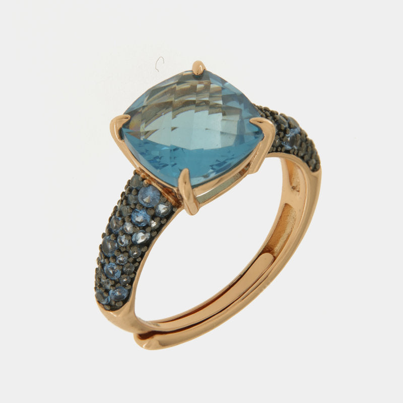 Anello in Argento 925 con zirconi blu SIMEONE - gioiello BySimon