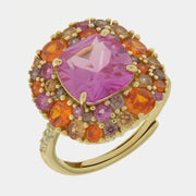 Anello in Argento 925 quadrato con zircone viola