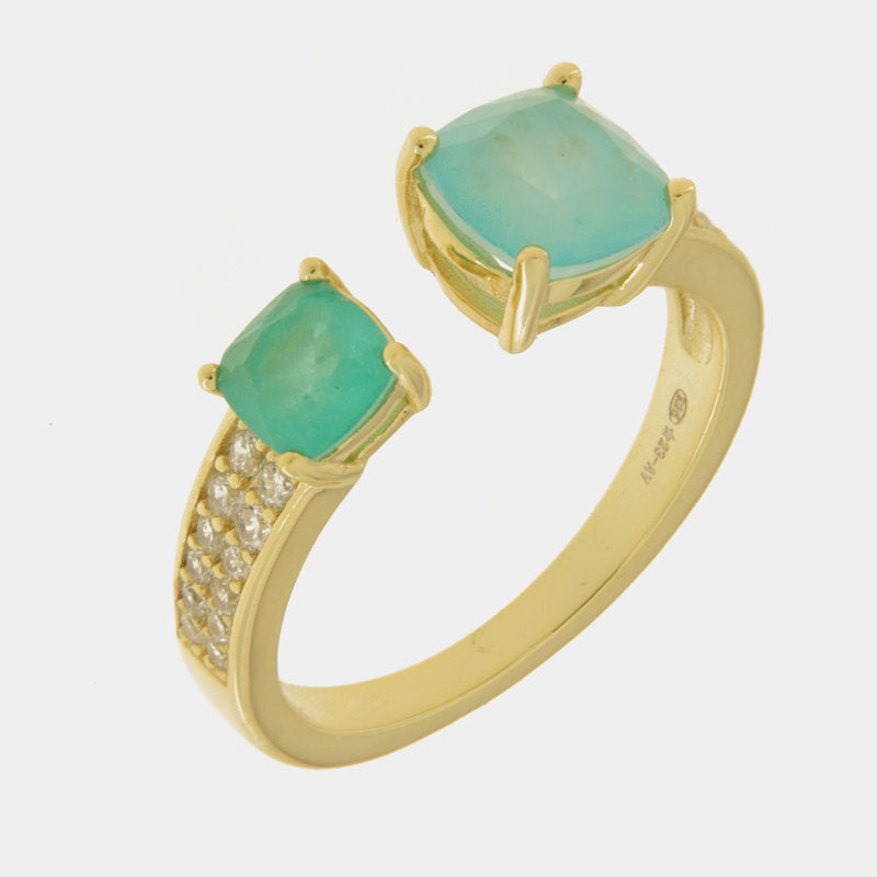 Anello in Argento 925 con zirconi verdi SIMEONE - gioiello BySimon