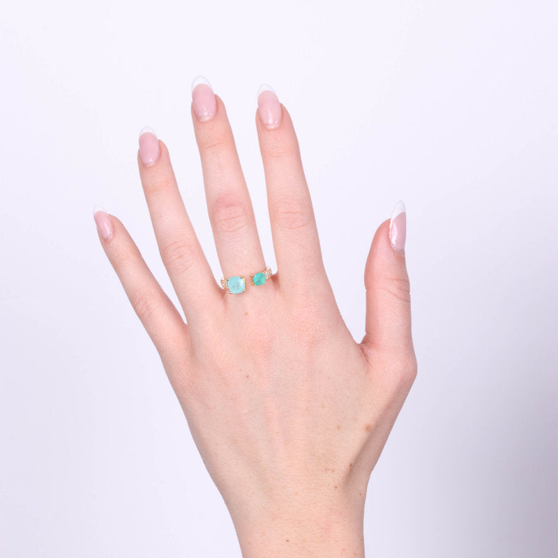 Anello in Argento 925 con zirconi verdi SIMEONE - gioiello BySimon