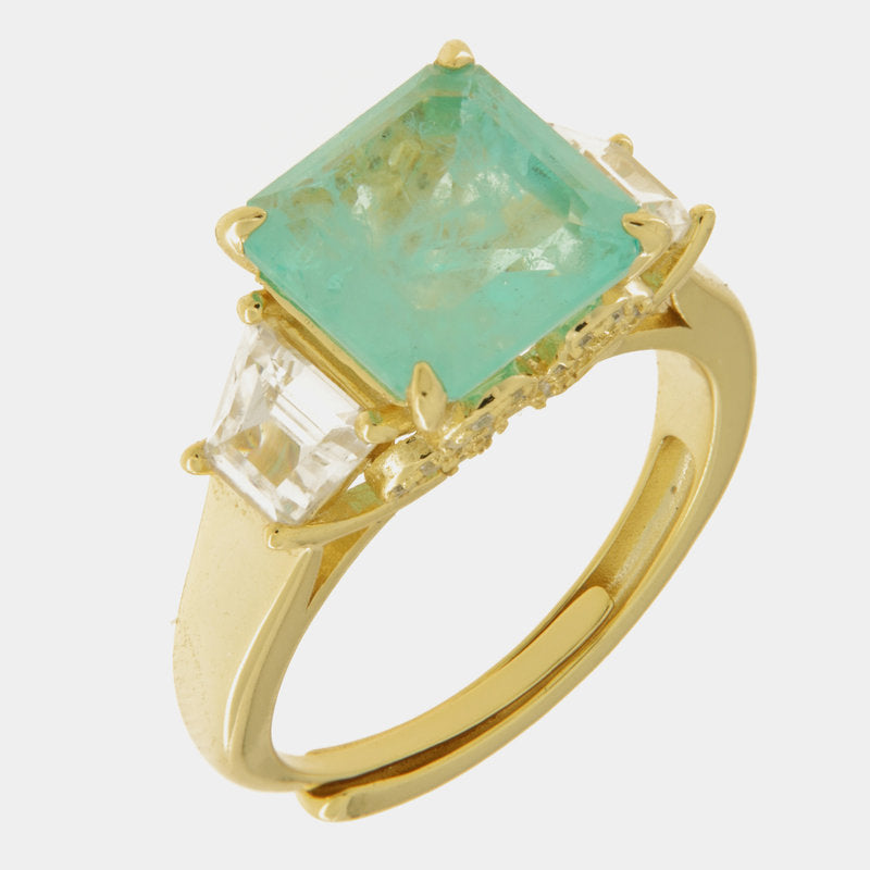 Anello in Argento 925 con zircone verde SIMEONE - gioiello BySimon