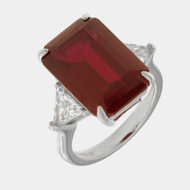 Anello in Argento 925 con zircone rosso SIMEONE - gioiello BySimon