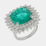 Anello in Argento 925 con zircone verde impreziosito da zirconi trasparenti SIMEONE - gioiello BySimon