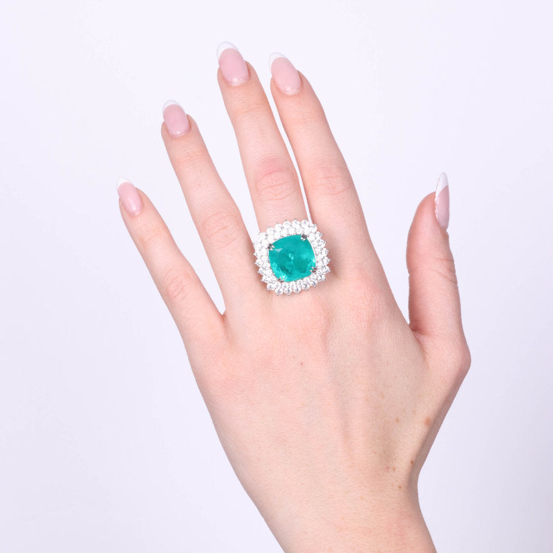 Anello in Argento 925 con zircone verde impreziosito da zirconi trasparenti SIMEONE - gioiello BySimon