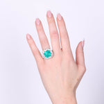 Anello in Argento 925 con zircone verde impreziosito da zirconi trasparenti SIMEONE - gioiello BySimon