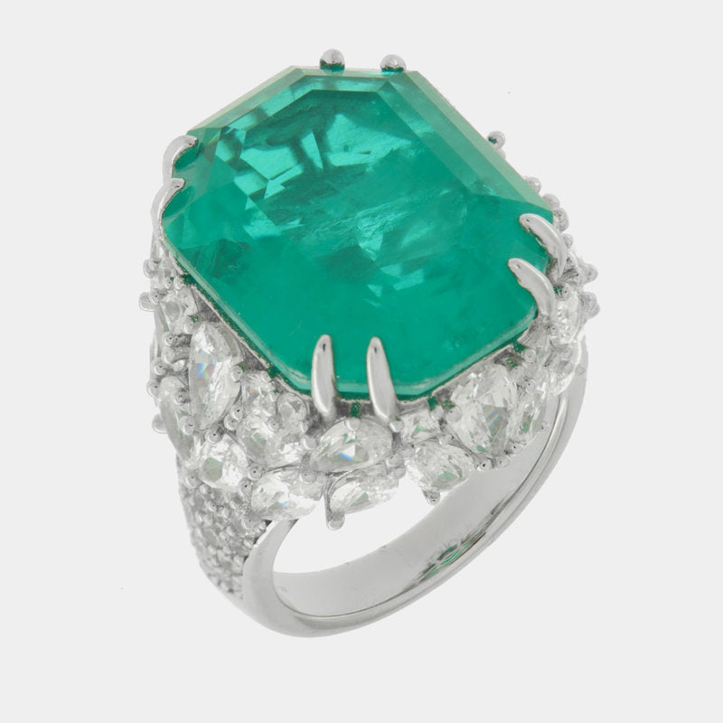 Anello in Argento 925 con zircone verde SIMEONE - gioiello BySimon
