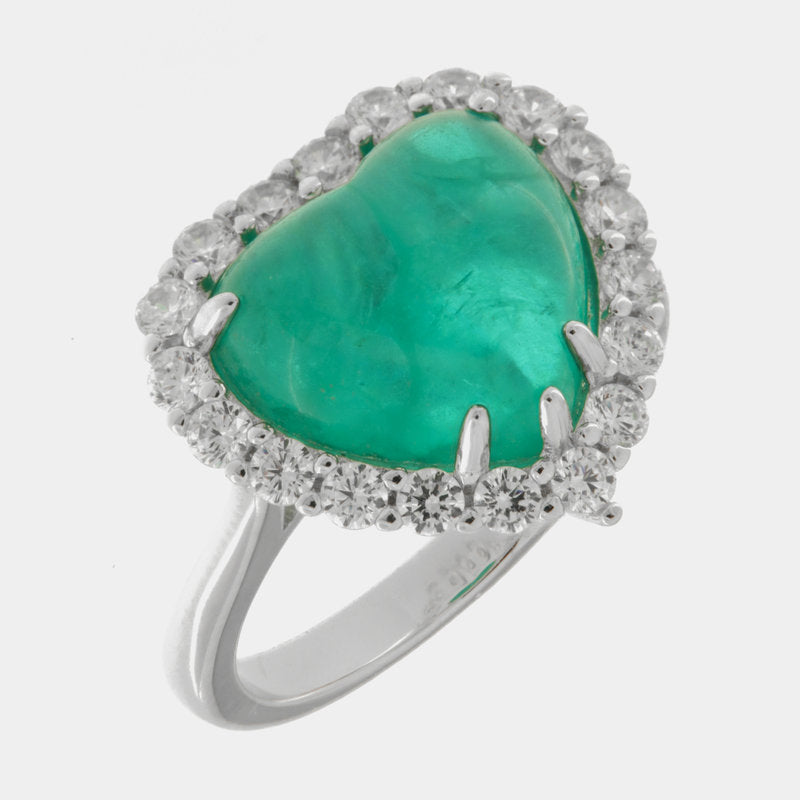 Anello in Argento 925 cuore verde con zirconi trasparenti SIMEONE - gioiello BySimon
