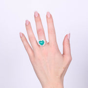 Anello in Argento 925 cuore verde con zirconi trasparenti