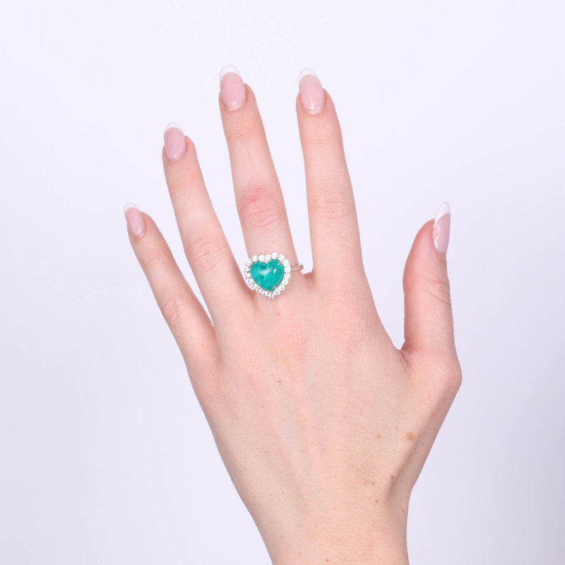 Anello in Argento 925 cuore verde con zirconi trasparenti SIMEONE - gioiello BySimon