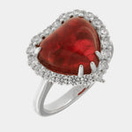 Anello in Argento 925 cuore rosso con zirconi trasparenti SIMEONE - gioiello BySimon
