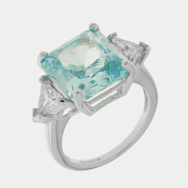 Anello in Argento 925 quadrato acqua SIMEONE - gioiello BySimon
