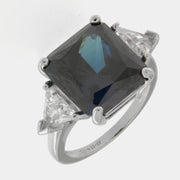 Anello in Argento 925 quadrato con zircone blu