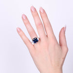 Anello in Argento 925 quadrato con zircone blu SIMEONE - gioiello BySimon