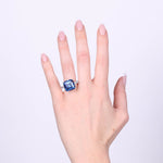 Anello in Argento 925 quadrato con zircone blu SIMEONE - gioiello BySimon