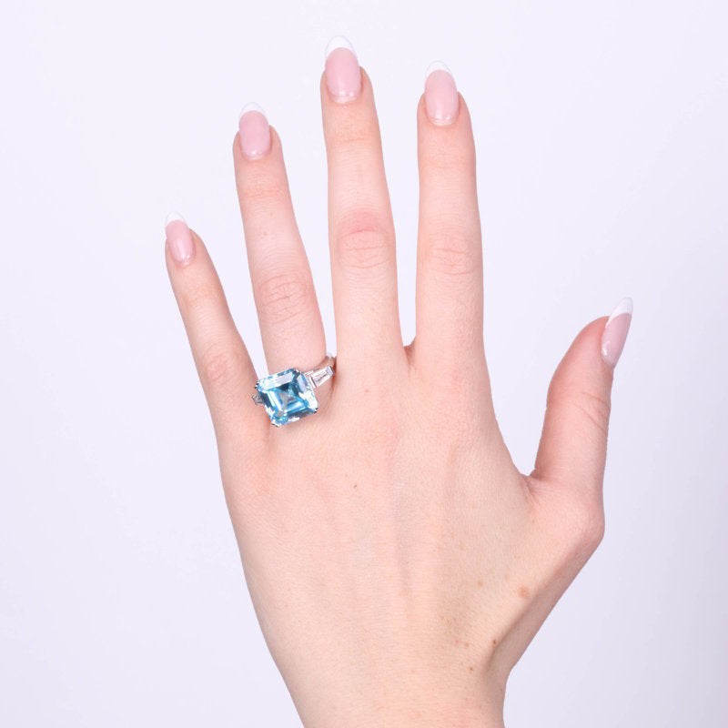 Anello in Argento 925 quadrato con zircone acqua SIMEONE - gioiello BySimon