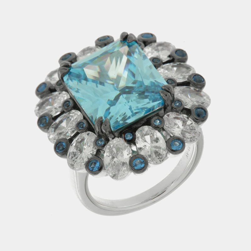 Anello in Argento 925 con zircone acqua SIMEONE - gioiello BySimon