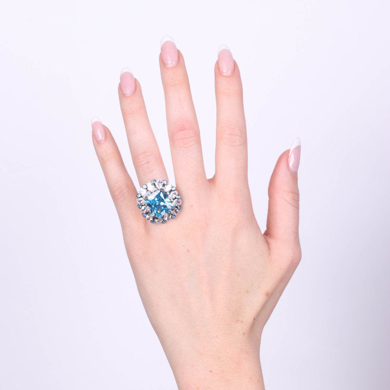 Anello in Argento 925 con zircone acqua SIMEONE - gioiello BySimon