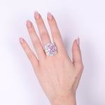Anello in Argento 925 quadrato con zircone rosa impreziosito da zirconi trasparenti SIMEONE - gioiello BySimon