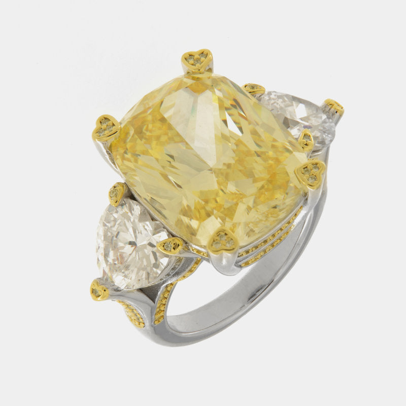 Anello in Argento 925 con zircone giallo SIMEONE - gioiello BySimon