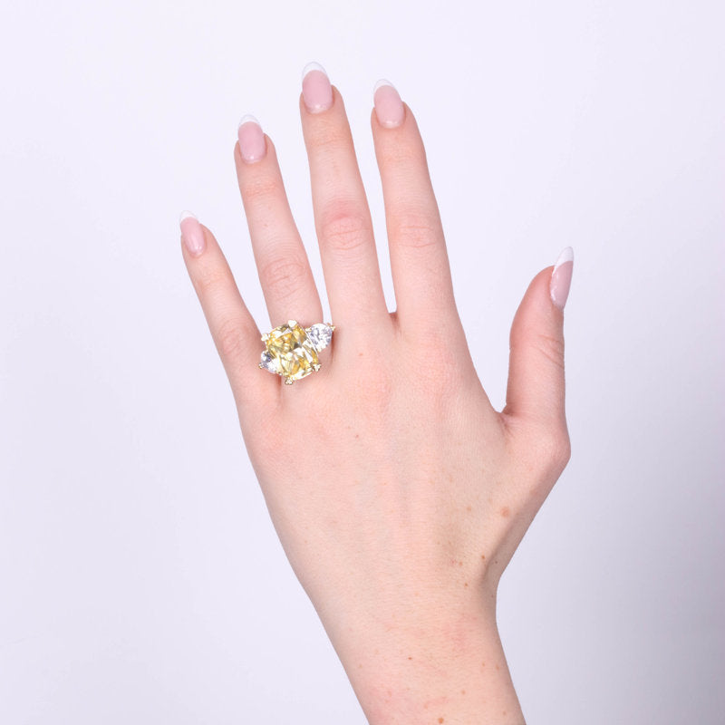 Anello in Argento 925 con zircone giallo SIMEONE - gioiello BySimon