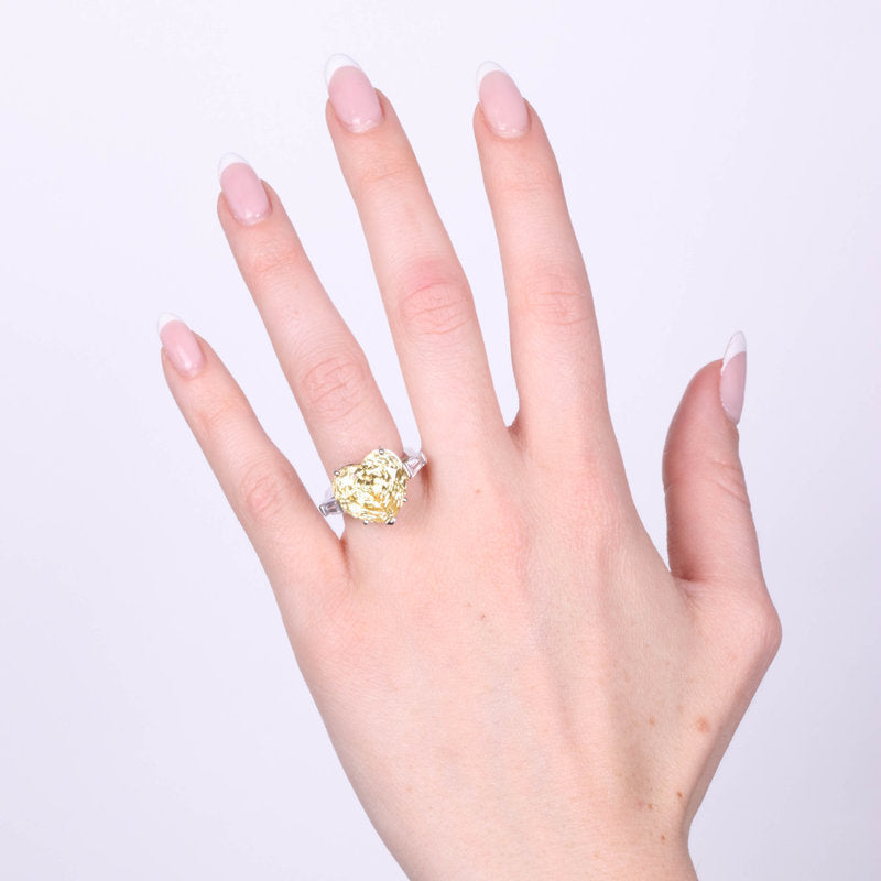 Anello in Argento 925 cuore giallo con zirconi trasparenti SIMEONE - gioiello BySimon