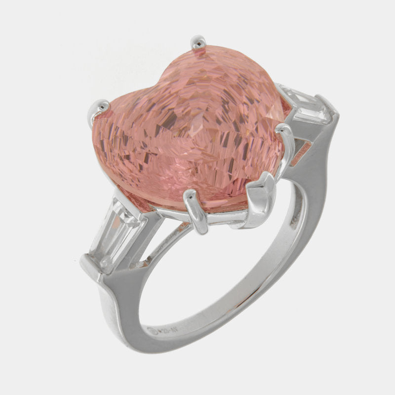 Anello in Argento 925 cuore rosa con zirconi trasparenti SIMEONE - gioiello BySimon