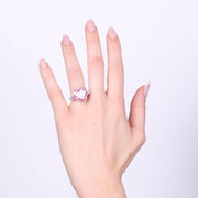 Anello in Argento 925 cuore rosa con zirconi trasparenti